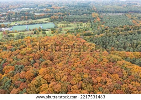 Drone pictures of a autumn colored forest in the village of Zeist in the province of Utrecht the Netherlands! 