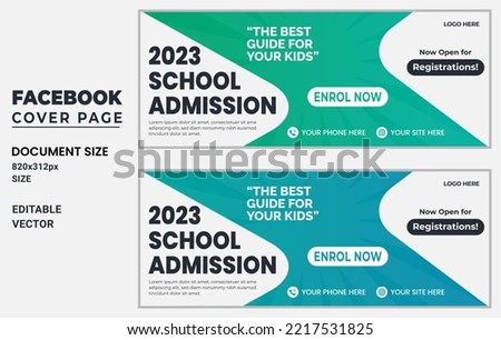 School Admission Facebook Cover and Web Banner Template design