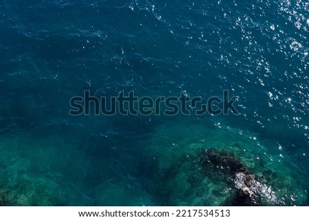 deep turquoise sea water. top view. High quality photo