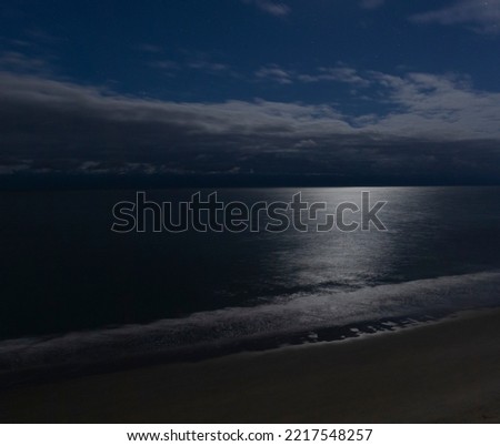 Moon reflecting on the Atlantic Ocean at Myrtle Beach