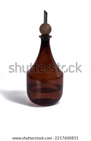 glass bottle for condiments like soy sauce vinegar in high res. image and isolated in white