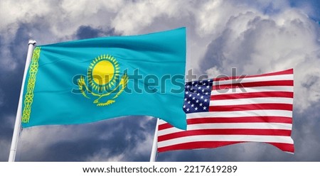 kazakhstan and us flag together