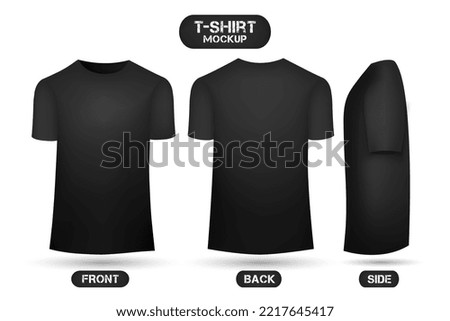 plain black t-shirt. Front, back and side design. ideal for making mockups of your design work. Royalty-Free Stock Photo #2217645417