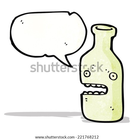 cartoon bottle with speech bubble