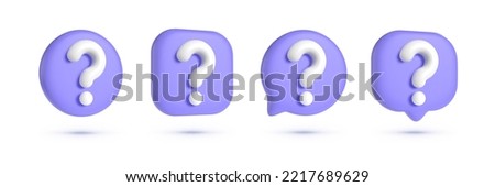 Question mark 3d vector icon. Set of 3d Speech bubble with question mark icon. FAQ, support, help concept. Vector illustration Royalty-Free Stock Photo #2217689629