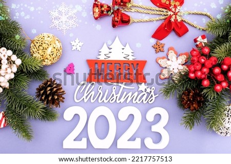 Merry Christmas and happy new year concept , Banner.Happy New Year 2023. A symbol from the number 2023