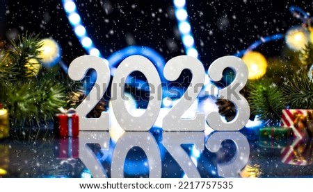 New Year's Eve 2023 Celebration Background. Happy New Year 2023. Royalty-Free Stock Photo #2217757535