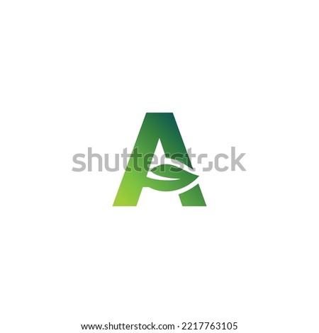 Initial Letter A with Green Gradient Leaf Logo Design for Farm 