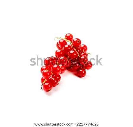 Red currant bunch isolated. Redcurrant pile, ripe red currant berries group on white background Royalty-Free Stock Photo #2217774625