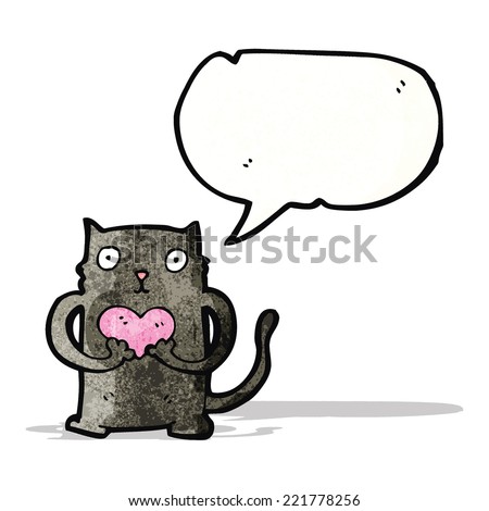 black cat cartoon with love heart