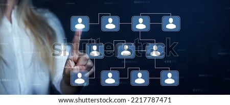  Business hierarchy structure. Business process and workflow automation with flowchart. Virtual screen Mindmap or Organigram. Royalty-Free Stock Photo #2217787471