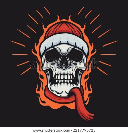 Skull Beanie with scarf Vector Illustration