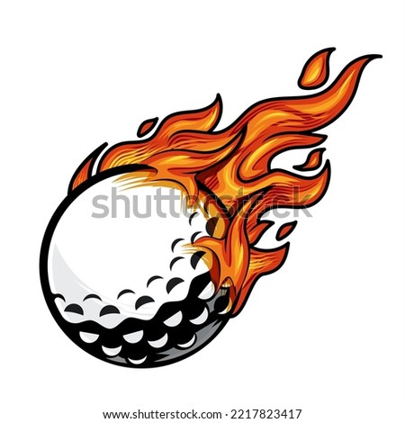 Golf ball on fire Vector illustration. 