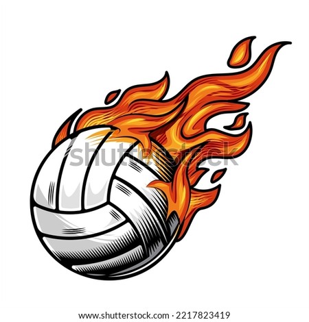 volleyball on fire Vector illustration. 