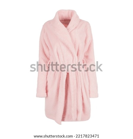 Women's pink bath robe with belt Royalty-Free Stock Photo #2217823471