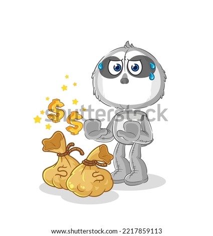 the sloth refuse money illustration. character vector