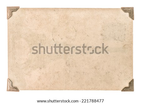 old photo paper with corner isolated on white background. grungy cardboard