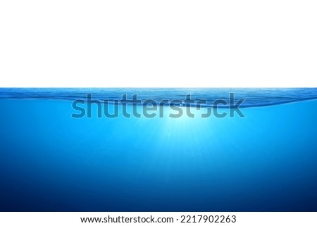 Blue water wave and bubbles isolated on white background. blue water surface with splash, waves and air bubbles to clean drinking water. Can be used for graphic designing, editing, putting on products Royalty-Free Stock Photo #2217902263