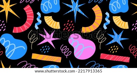 Vector seamless background pattern doodle illustration abstract shape, retro bright hand drawn, Abstract comic background , flat cartoon in children's style