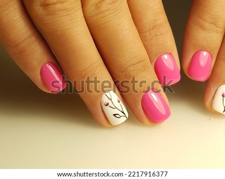 Hand drawn nail design for vacation