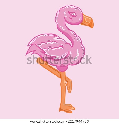 Cute pink flamingo vector illustration