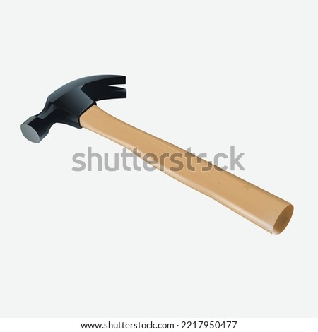 hammer with wooden handle vector. icon and illustration