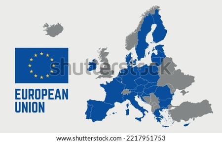 European Union political map. EU map with separated countries. Europe map isolated on white background. Royalty-Free Stock Photo #2217951753