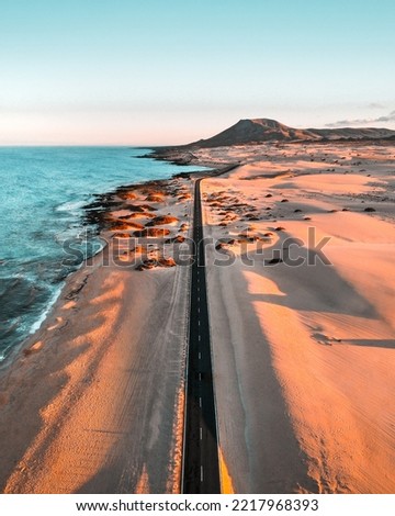 Aerial Picture of a road in Fuerteventura