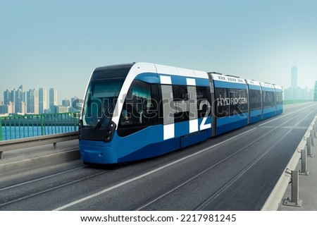 A hydrogen fuel cell tram concept Royalty-Free Stock Photo #2217981245