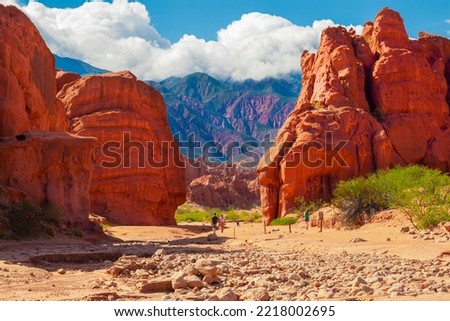 Beautiful panoramic view at the entrance to the Quebrada de Las Conchas, in Cafayate, Salta, northern Argentina Royalty-Free Stock Photo #2218002695