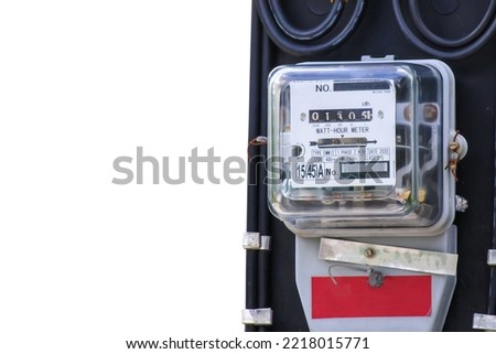 Electric power box meter for home use isolated on white background