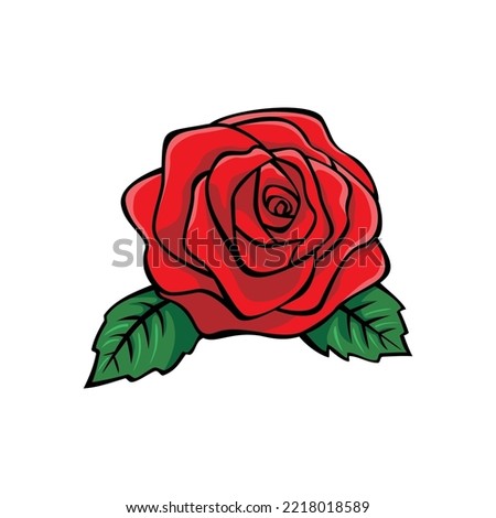 beauty red rose design. romantic flower icon, sign and symbol.