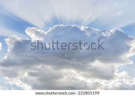 Picture of dramatic cloud with sunbeams in the sky