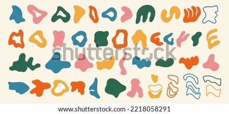 Set of different abstract shapes. Hand drawn doodles. Modern fashion illustration. Flat design, cartoon drawing, vector.