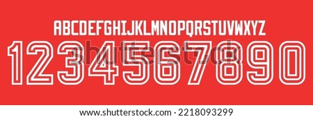 font vector team 2022 kit sport style font. football style font with lines. River font. The Millionaires.sports style letters and numbers for soccer team