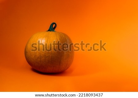 Pumpkin on orange background ready to get carved