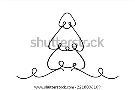 One line drawing of Christmas tree. Merry Christmas and Happy New Year contour illustration. Christmas tree for the celebration of Christmas day and new year isolated on white background.