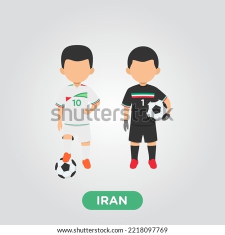 Vector Design illustration of collection of  Iran football player with children illustration (goal keeper and player).