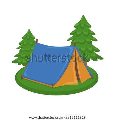 Camping Sign Emoji Icon Illustration. Campsite Vector Symbol Emoticon Design Clip Art Sign Comic Style.