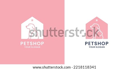 pet shop logo design. dog and cat house combination