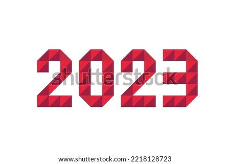 Metallic red kanji graphic representing "2023"