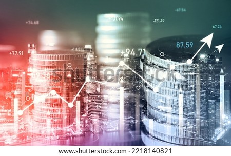 Finance and money technology background concept of business prosperity and asset management . Creative graphic show economy and financial growth by investment in valuable asset to gain wealth profit . Royalty-Free Stock Photo #2218140821