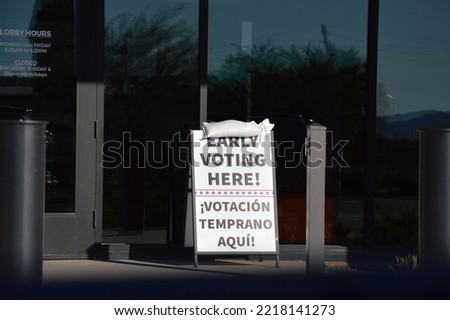 early voting sign outside entrance city building arizona