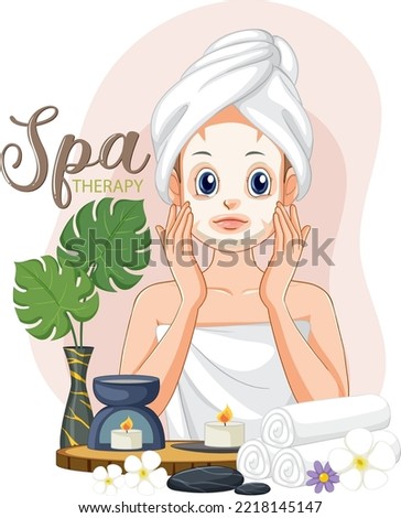Woman applying facial mask treatment illustration