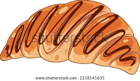Isolated delicious French chocolate croissant illustration