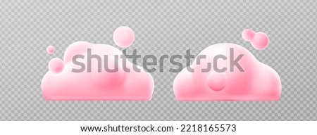 3d render pink clouds, fluffy spindrift or cumulus eddies. Flying weather and nature design elements balloons isolated on transparent background, illustration in cartoon plastic style. 3D Illustration Royalty-Free Stock Photo #2218165573