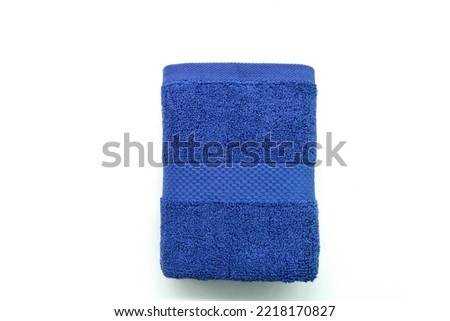 Royal Blue Bath Towel and Hand Towel Isolated with White Background Royalty-Free Stock Photo #2218170827