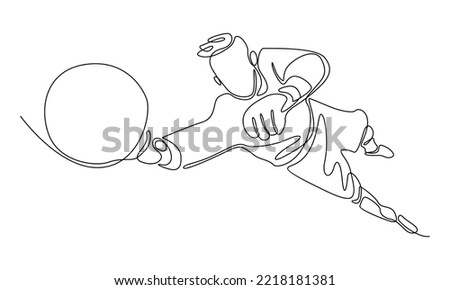 continuous line of goalkeeper training with ball Royalty-Free Stock Photo #2218181381