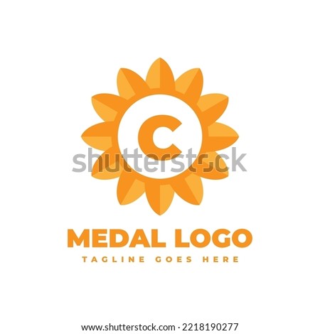 letter C flower medal vector logo design element