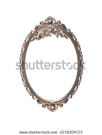 vintage silver oval frame isolated on white background